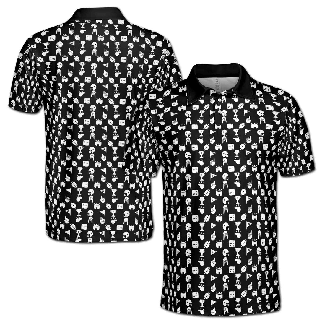 Funny Golf Award Trophy Flag Hand Whistle Fish Pattern Men's Polo Shirt S-5XL