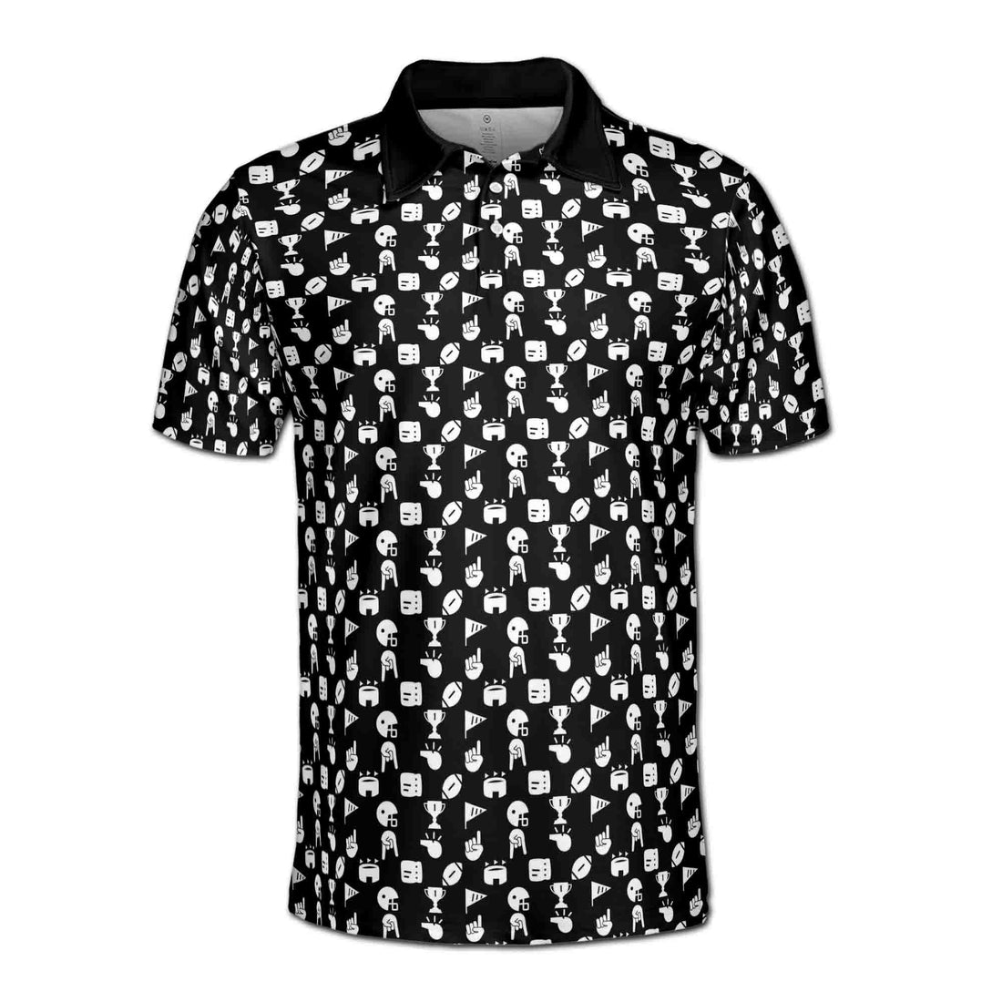 Funny Golf Award Trophy Flag Hand Whistle Fish Pattern Men's Polo Shirt S-5XL