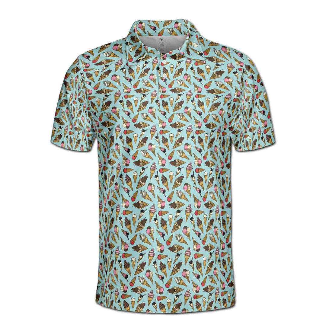 Funny Blue Tiny Ice Cream Golf Doodle Men's Polo Shirt S-5XL