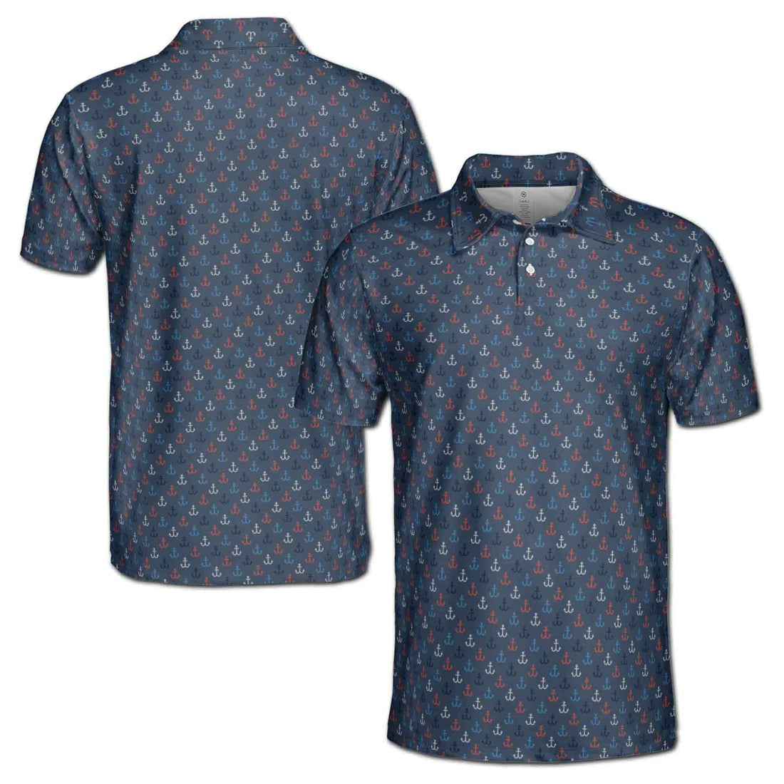 Funny Dark Tiny Anchor Doodle Golf Print Men's Polo Shirt S-5XL