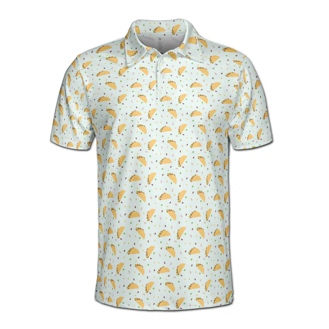 Funny White Tiny Tacos Lover Doodle Golf Men's Polo Shirt S-5XL