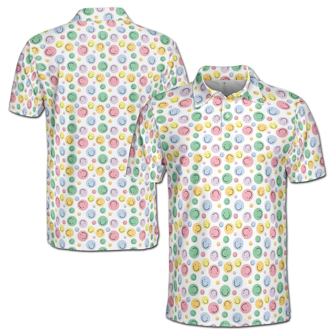 Funny Colorful Smiley Face Doodle Golf Men's Polo Shirt S-5XL