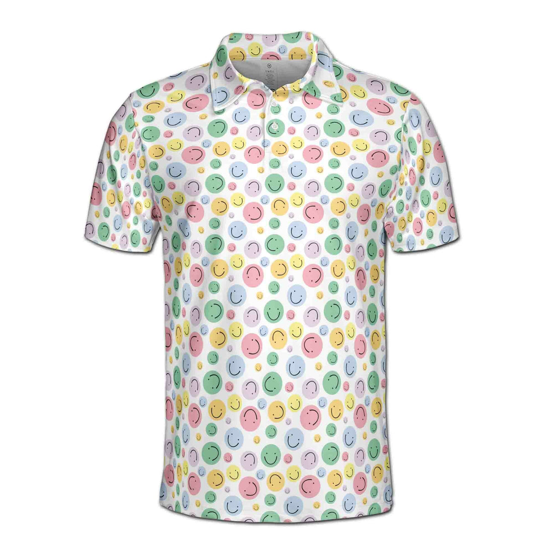 Funny Colorful Smiley Face Doodle Golf Men's Polo Shirt S-5XL