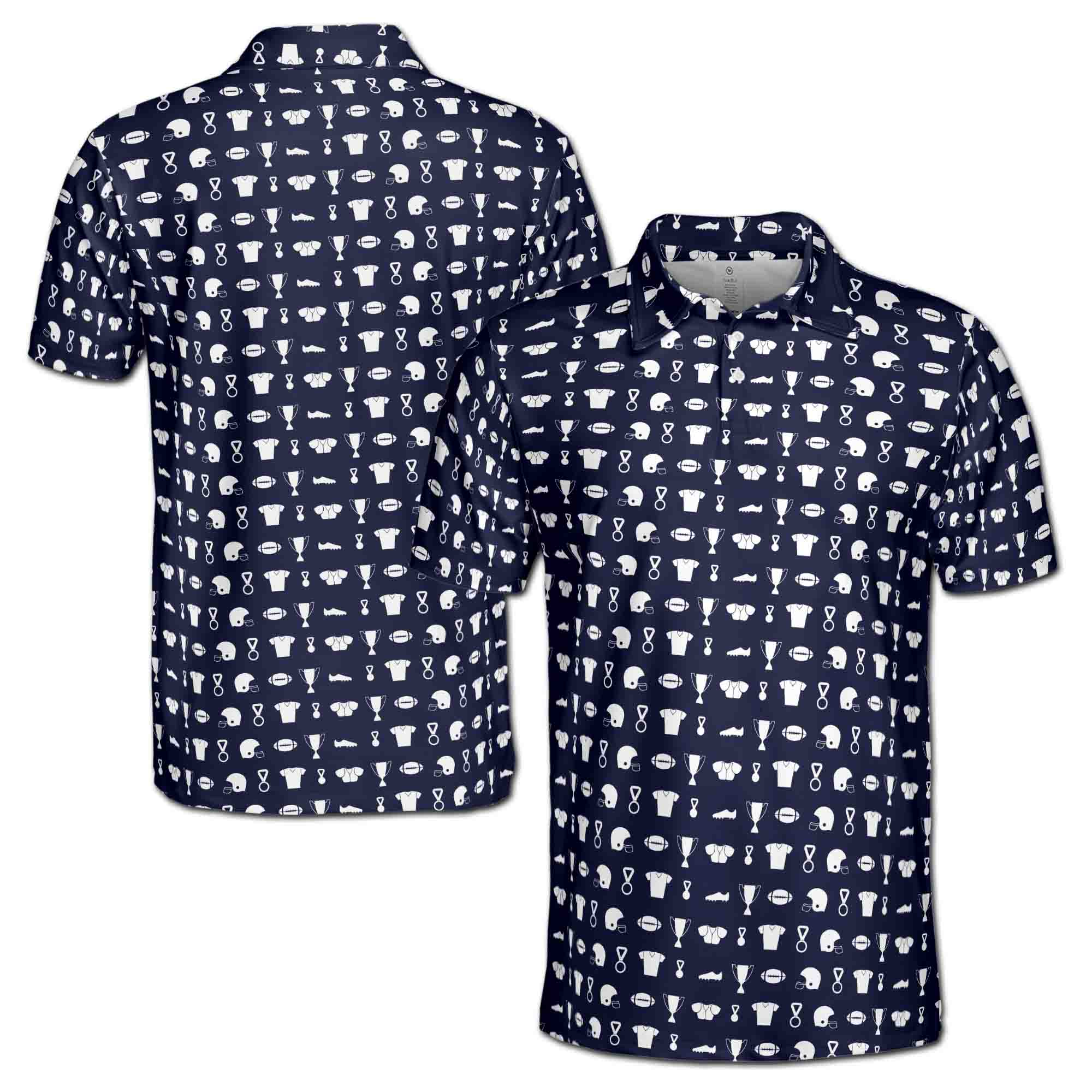 Funny American Football Stuff Doodle Pattern Men's Polo Shirt S-5XL