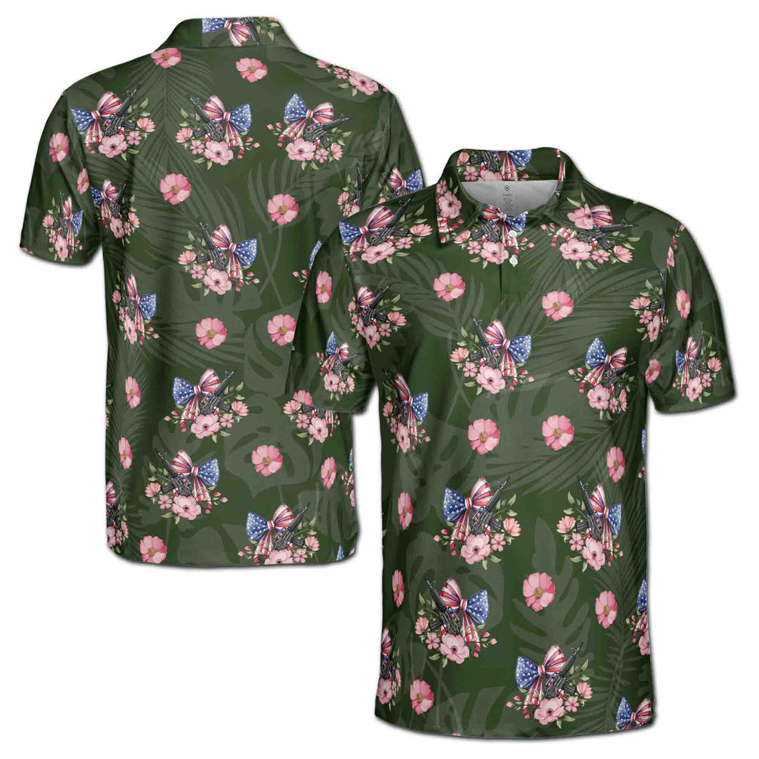 American Bowtie Tropical 4th of July Independence Day Men's Polo Shirt S-5XL