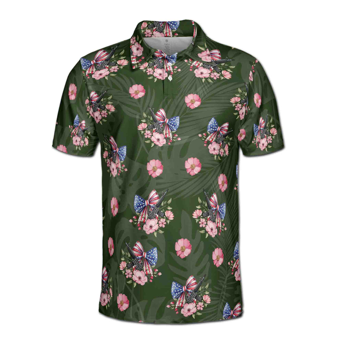 American Bowtie Tropical 4th of July Independence Day Men's Polo Shirt S-5XL