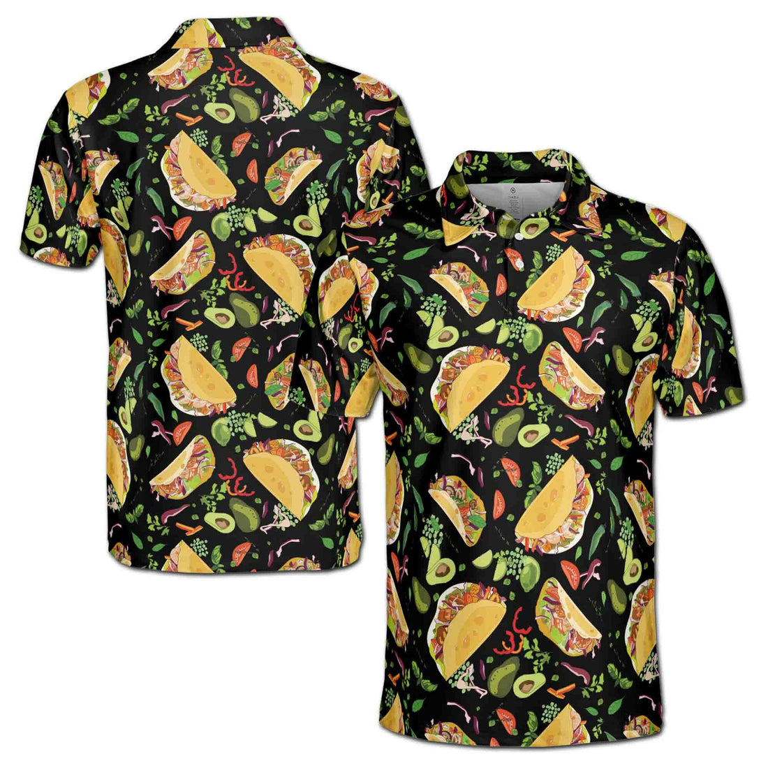 Funny Colorful Tacos Tequila Avocado Doodle Golf Men's Polo Shirt S-5XL