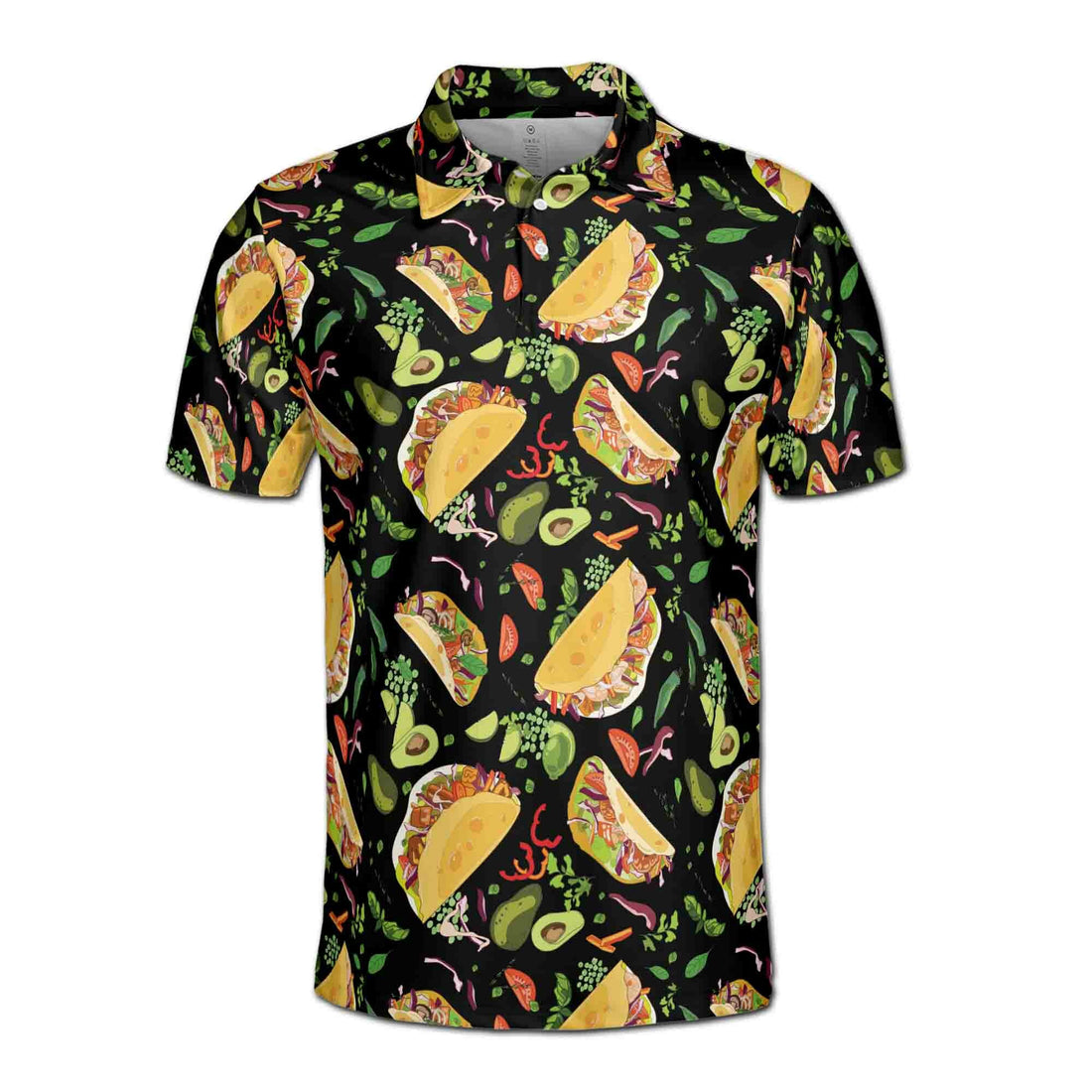 Funny Colorful Tacos Tequila Avocado Doodle Golf Men's Polo Shirt S-5XL