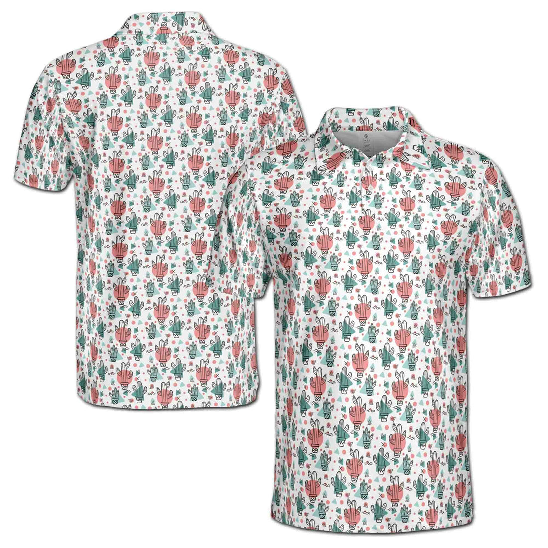 Funny Colorful Tiny Cactus Doodle Golf Men's Polo Shirt S-5XL