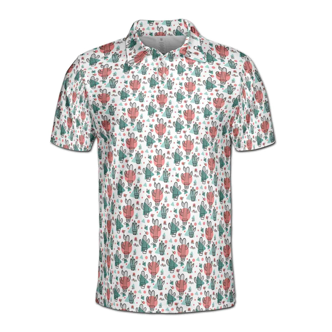 Funny Colorful Tiny Cactus Doodle Golf Men's Polo Shirt S-5XL