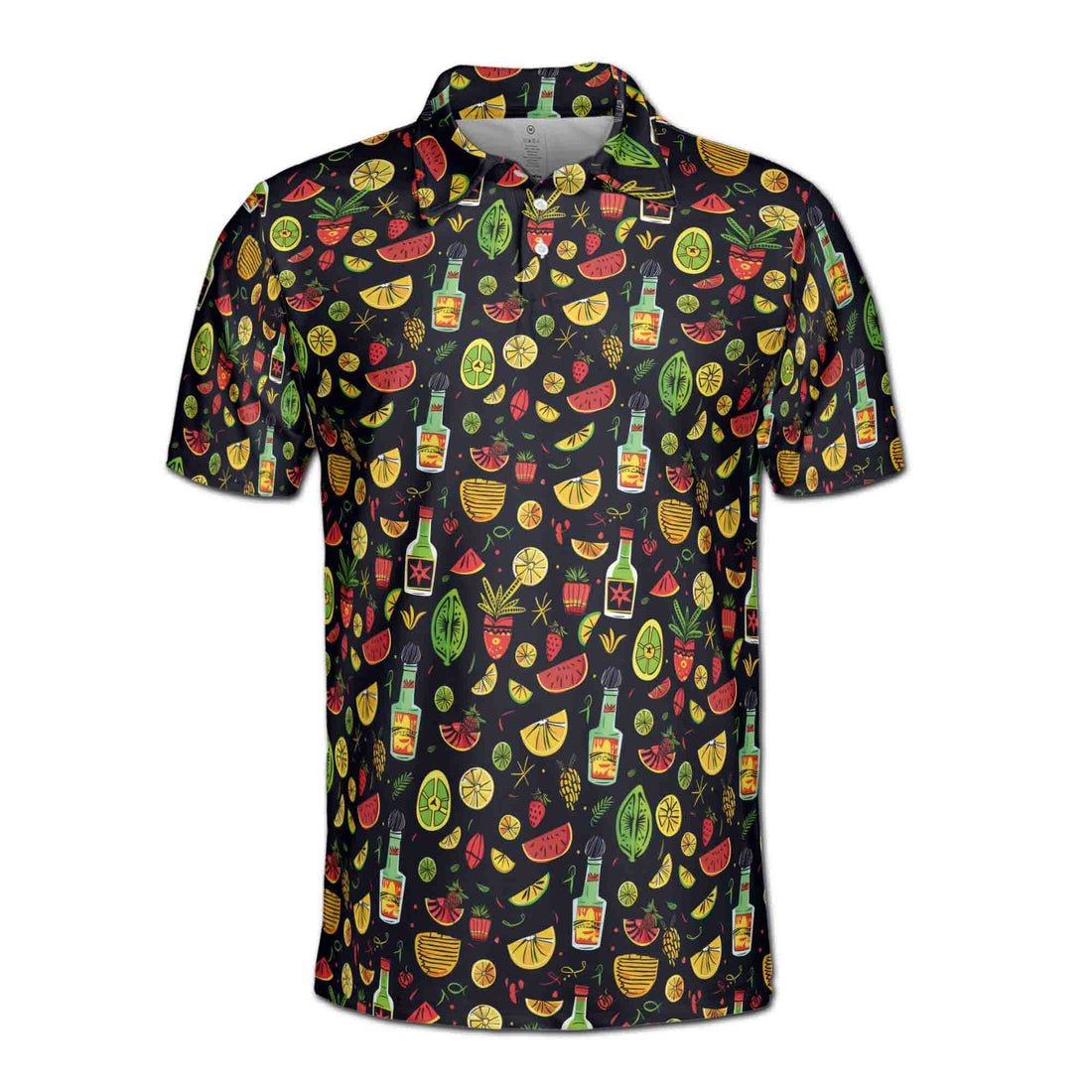 Funny Party Cocktail Tequilla Fruit Wine Doodle Golf Beach Men's Polo Shirt S-5XL