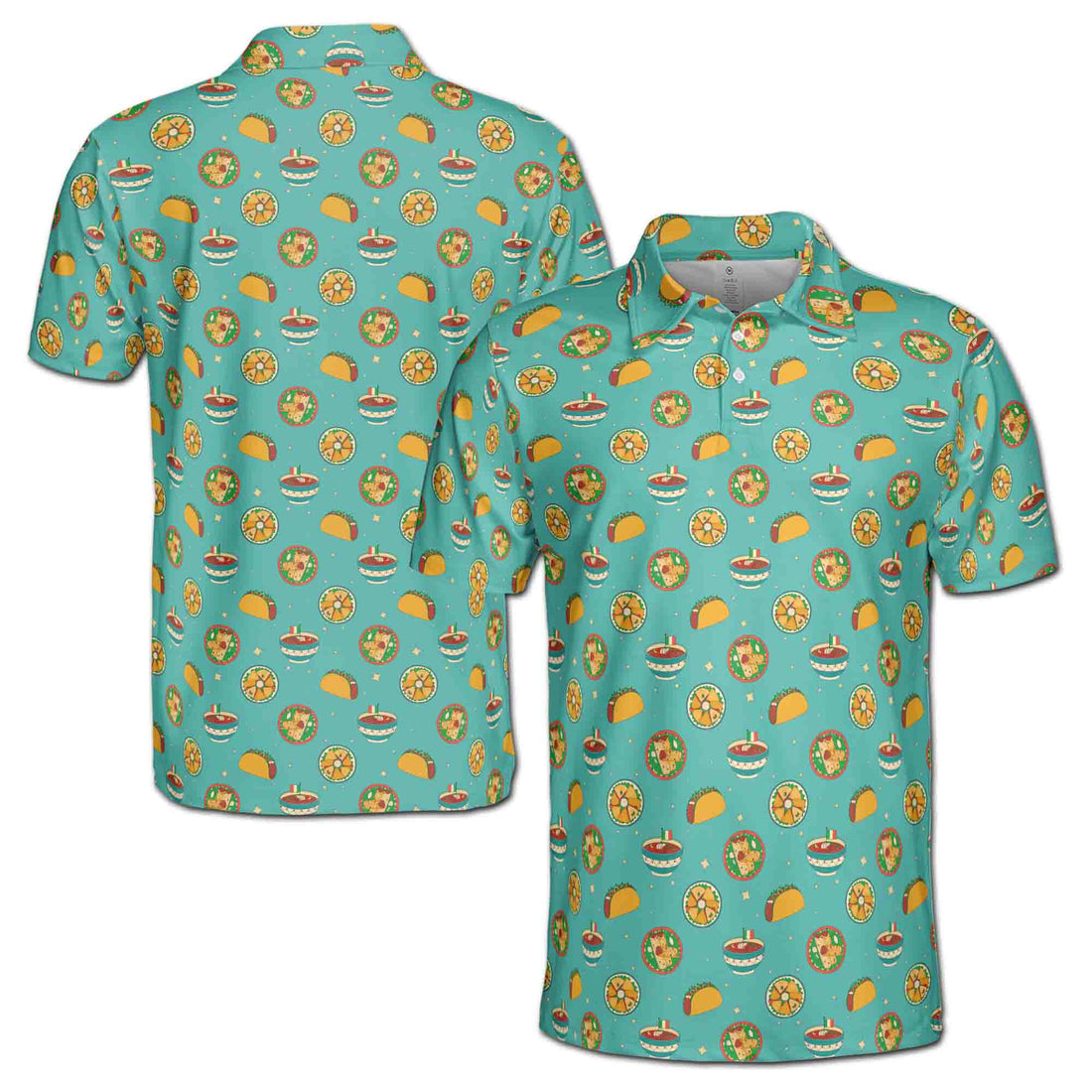 Funny Tiny Italian Food Doodle Golf Men's Polo Shirt S-5XL