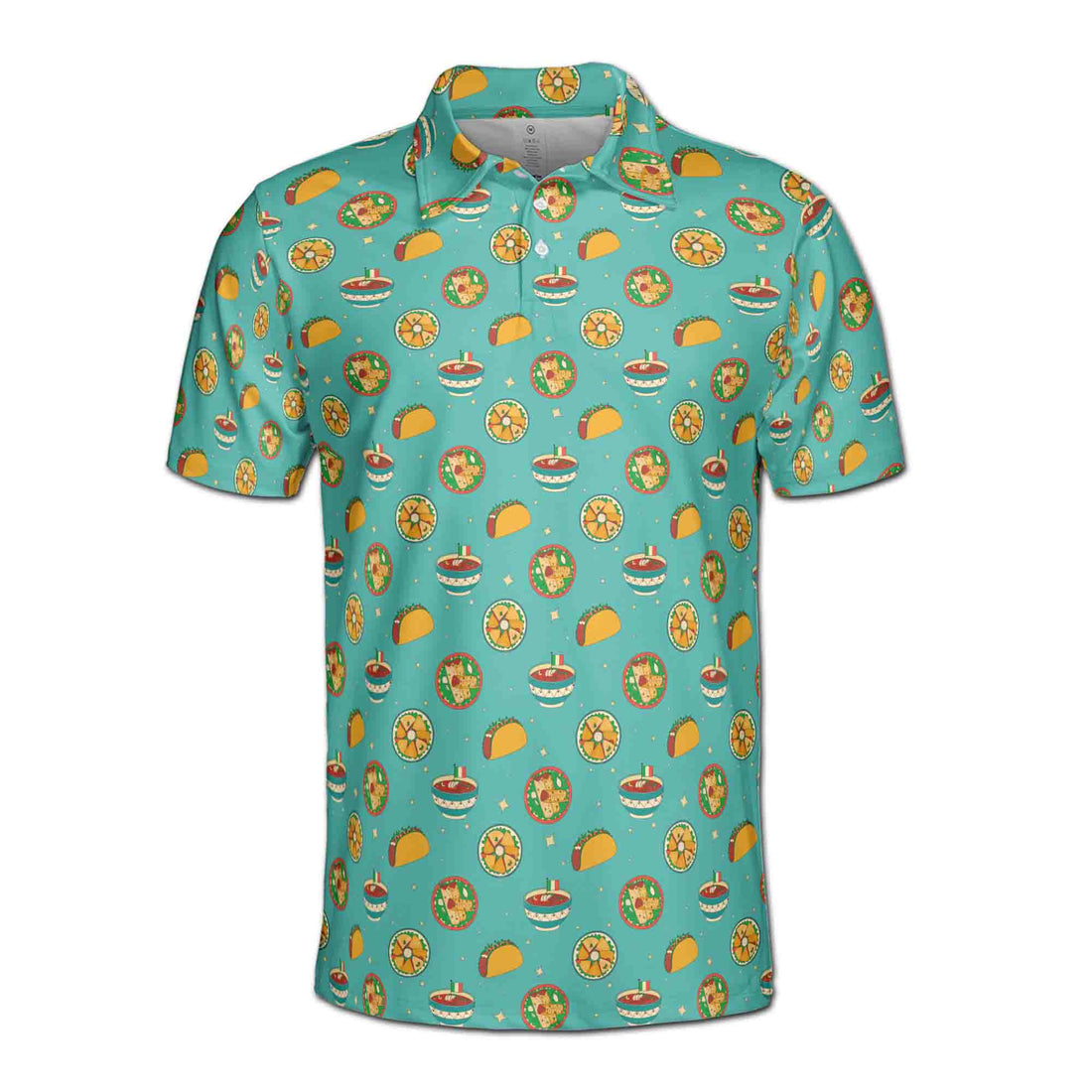 Funny Tiny Italian Food Doodle Golf Men's Polo Shirt S-5XL