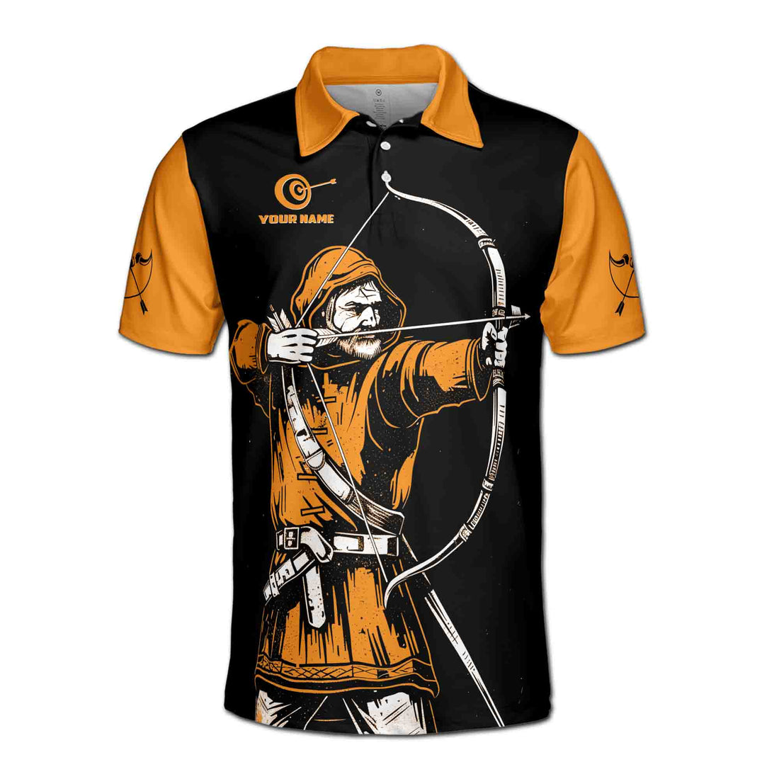 Custom Name Team Name Archery Lover Archer Orange Men's Polo Shirt S-5XL