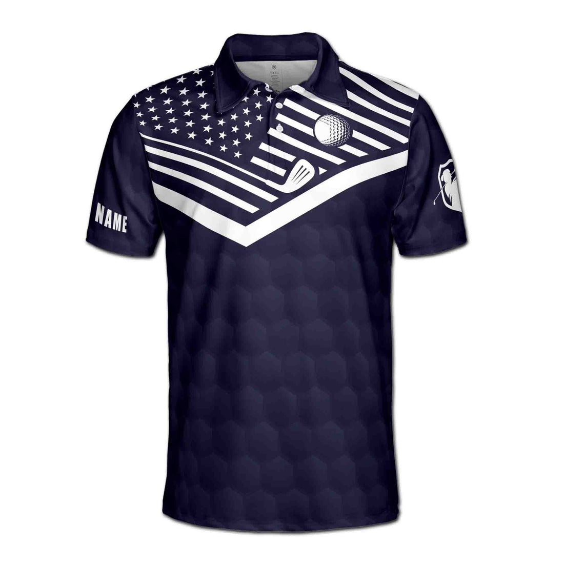 Custom Name Your Hole Is My Goal America Flag Pattern Golfer Men's Polo Shirt S-5XL