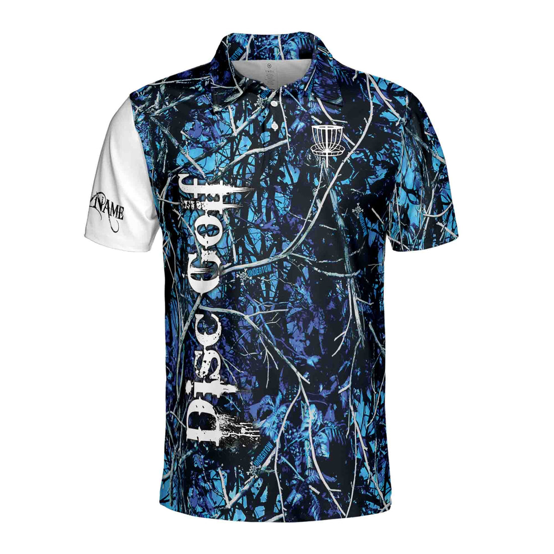 Custom Name Undertow Mystic Blue Jungle Disc Golf Men's Polo Shirt S-5XL