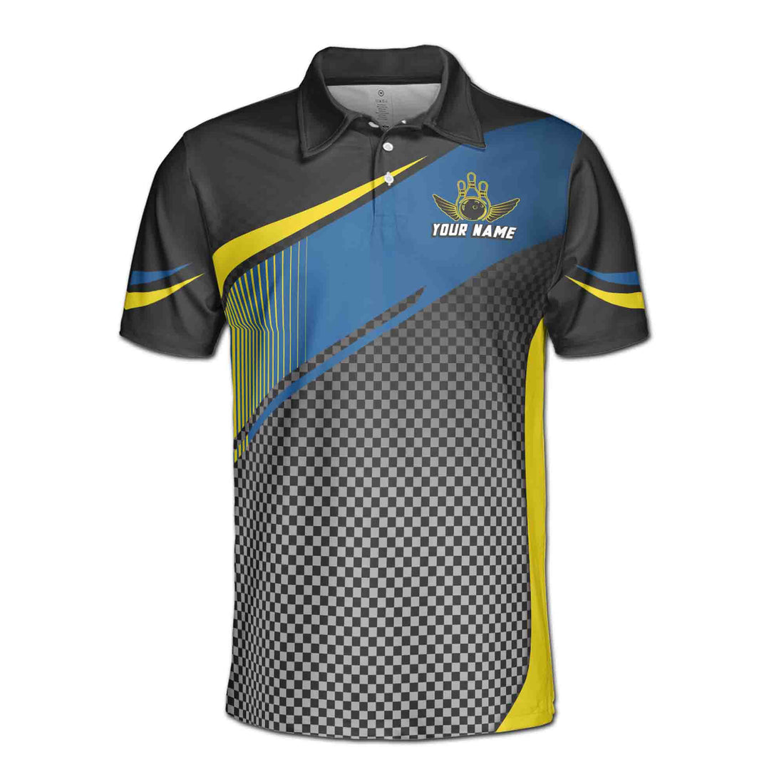Personalized Sporty Caro Pattern Bowling Men's Polo Shirt S-5XL