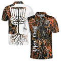 Custom Name Dark Orange Jungle Deep Heart Disc Golf Men's Polo Shirt S-5XL