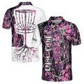 Custom Name Dark Pink Jungle Deep Heart Disc Golf Men's Polo Shirt S-5XL