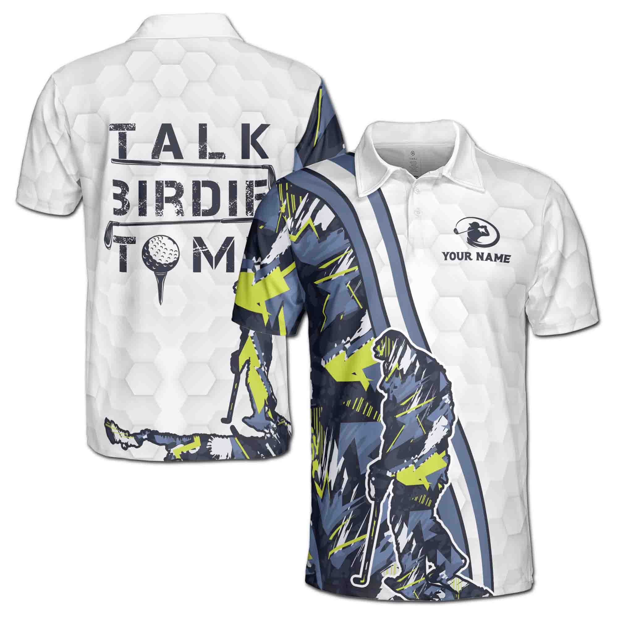 Custom Name Talk Birdie To Me Bigfoot Golf Men's Polo Shirt Size S-5XL