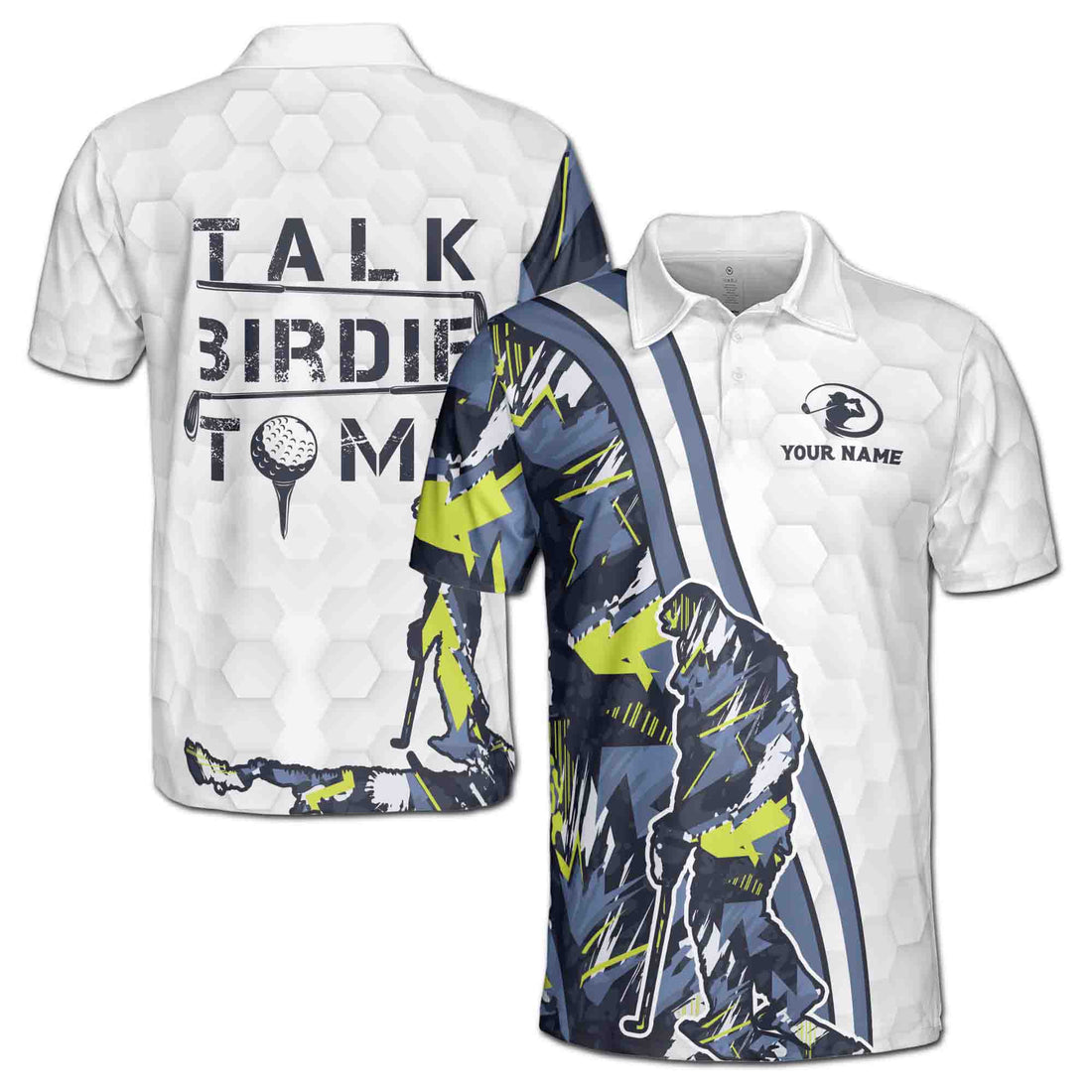 Custom Name Talk Birdie To Me Bigfoot Golf Men's Polo Shirt Size S-5XL