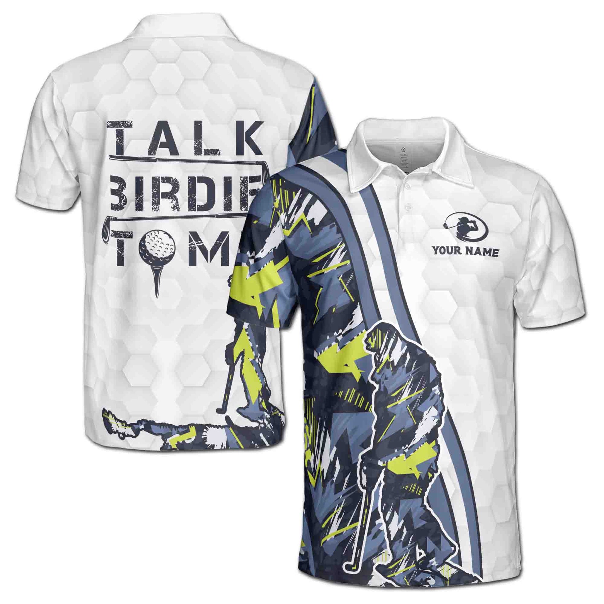 Custom Name Talk Birdie To Me Bigfoot Golf Men's Polo Shirt Size S-5XL