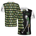 Custom Name Funny Golf Zombie Argile Men's Polo Shirt S-5XL
