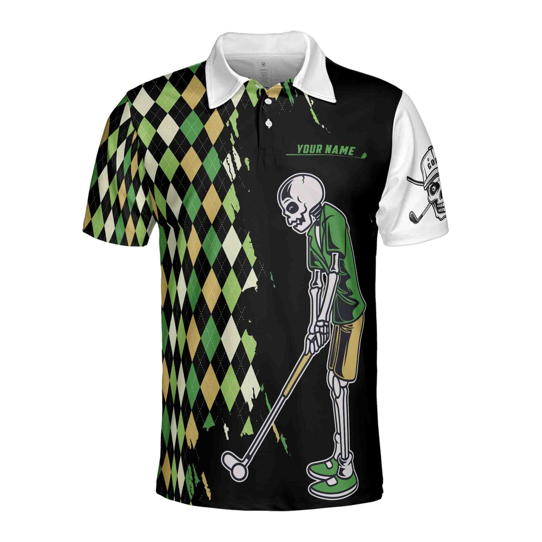Custom Name Funny Golf Zombie Argile Men's Polo Shirt S-5XL