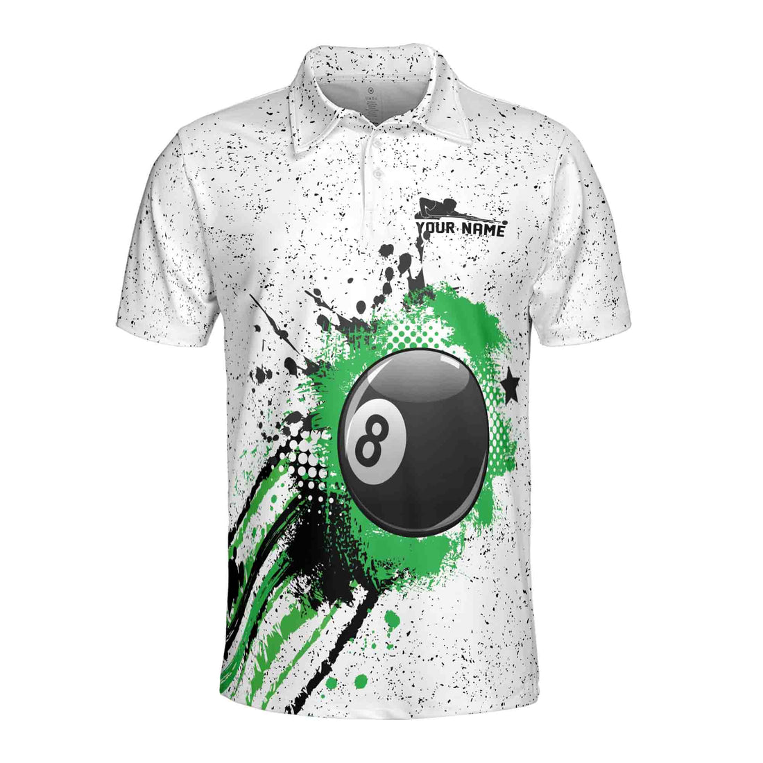 Custom Name Team Name Water Color 8 Balls Billiard Men's Polo Shirt S-5XL