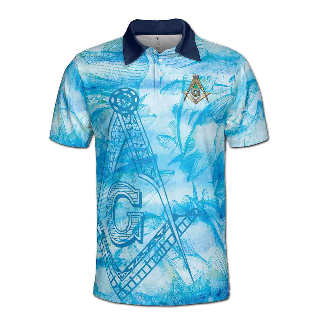 Customize Name Lodge Name Masonic Freemasonry Blue Men's Polo Shirt S-5XL