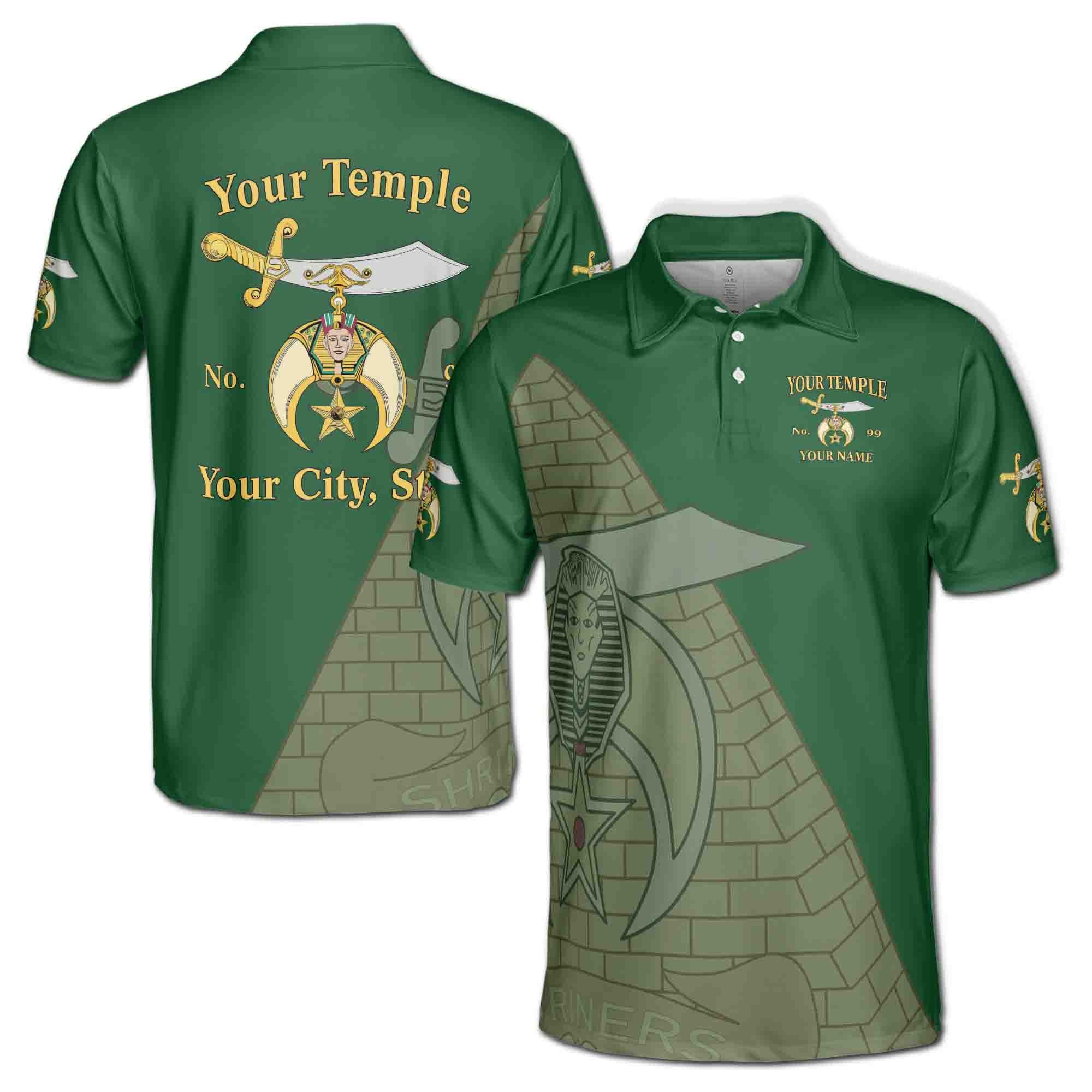 Custom Temple Shriners Noble Ancient Egypt Past Potentate Men's Polo Shirt S-5XL