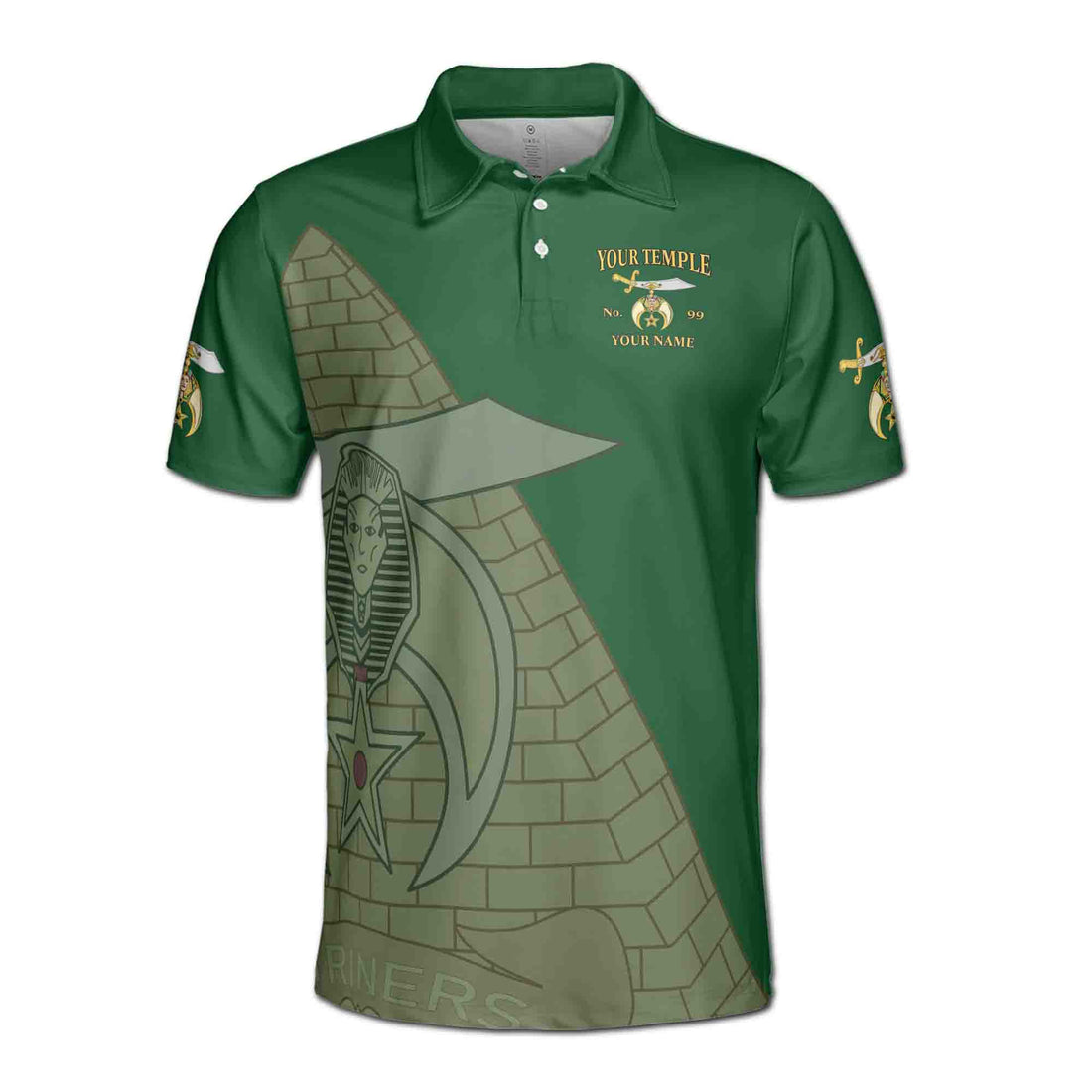 Custom Temple Shriners Noble Ancient Egypt Past Potentate Men's Polo Shirt S-5XL