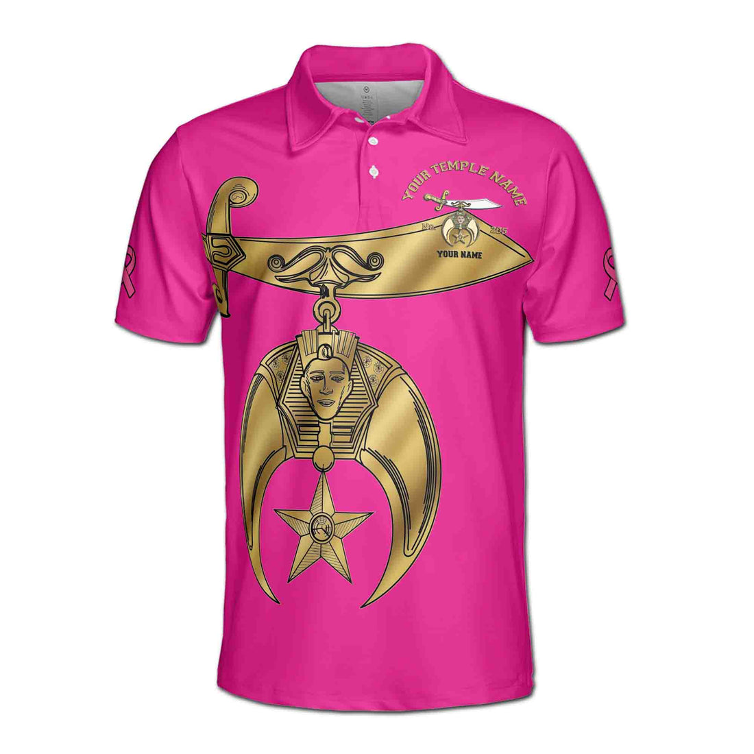 Custom Name Temple Name Noble Ancient Shriners Emblem Men's Polo Shirt S-5XL