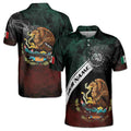 Custom Name Coat Of Arms Mexican Eagle Mexico National Pride Men's Polo Shirt S-5XL