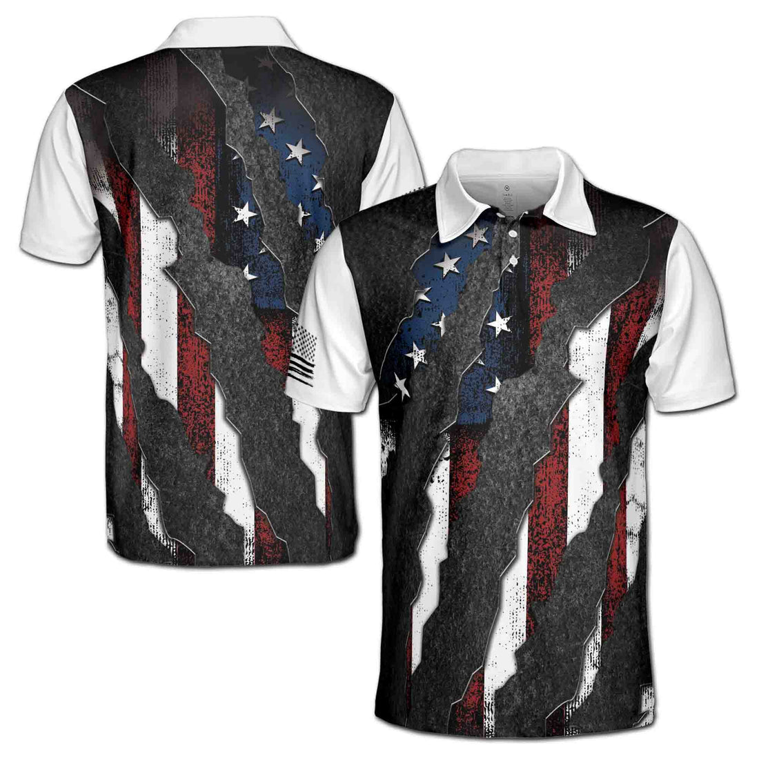 Grunge America Flag USA Patriotic National Pride Men's Polo Shirt S-5XL