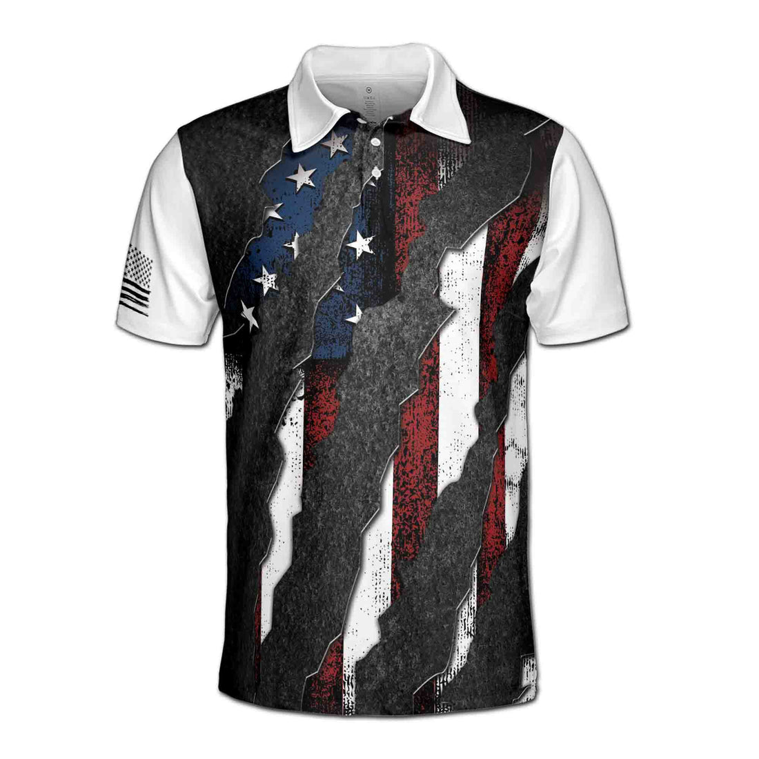 Grunge America Flag USA Patriotic National Pride Men's Polo Shirt S-5XL