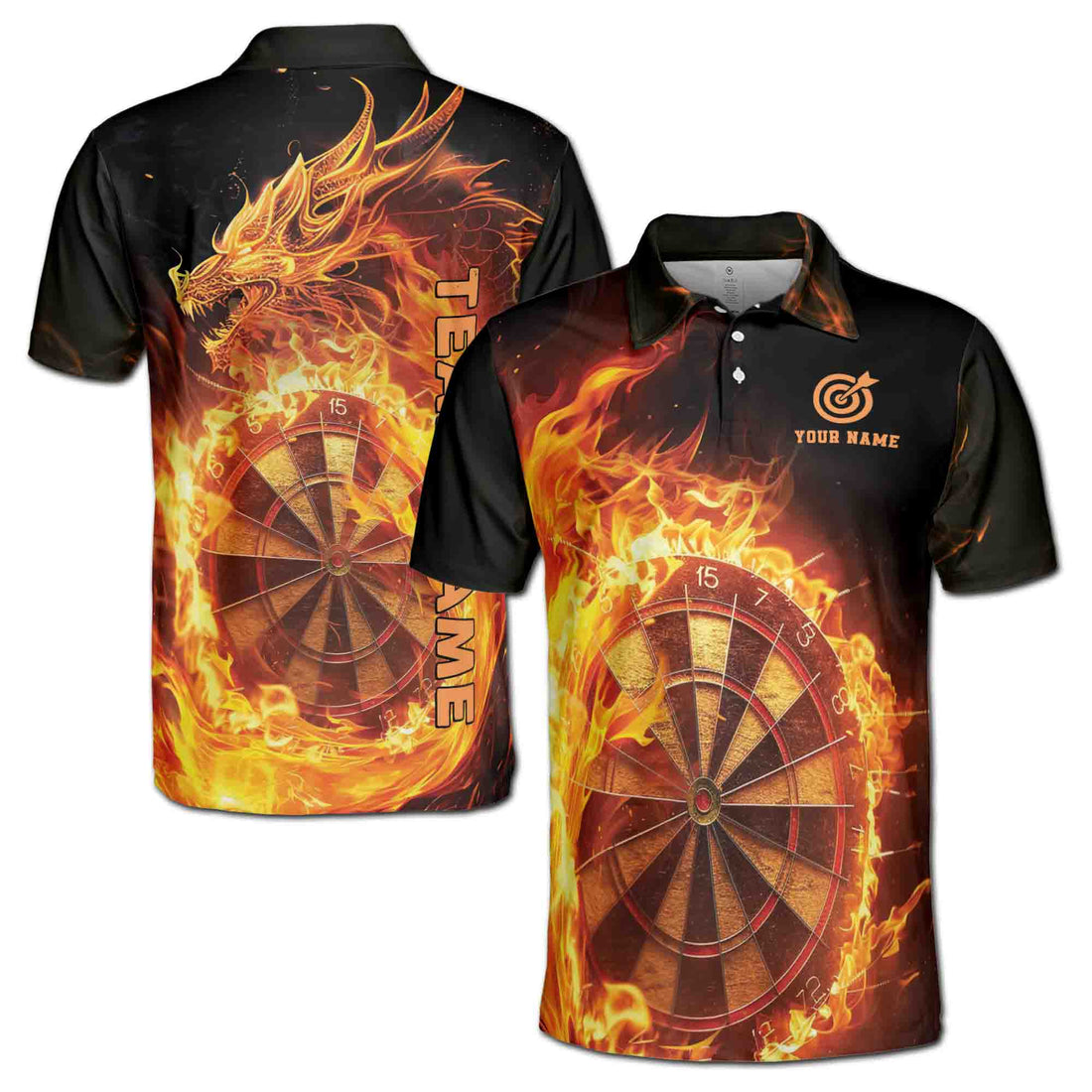 Personalized Darts Goals Dragon Flame Darts Team Men's Polo Shirt S-5XL