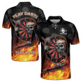 Personalized Play Dart Play Hard Headshot Skull Men's Polo Shirt S-5XL