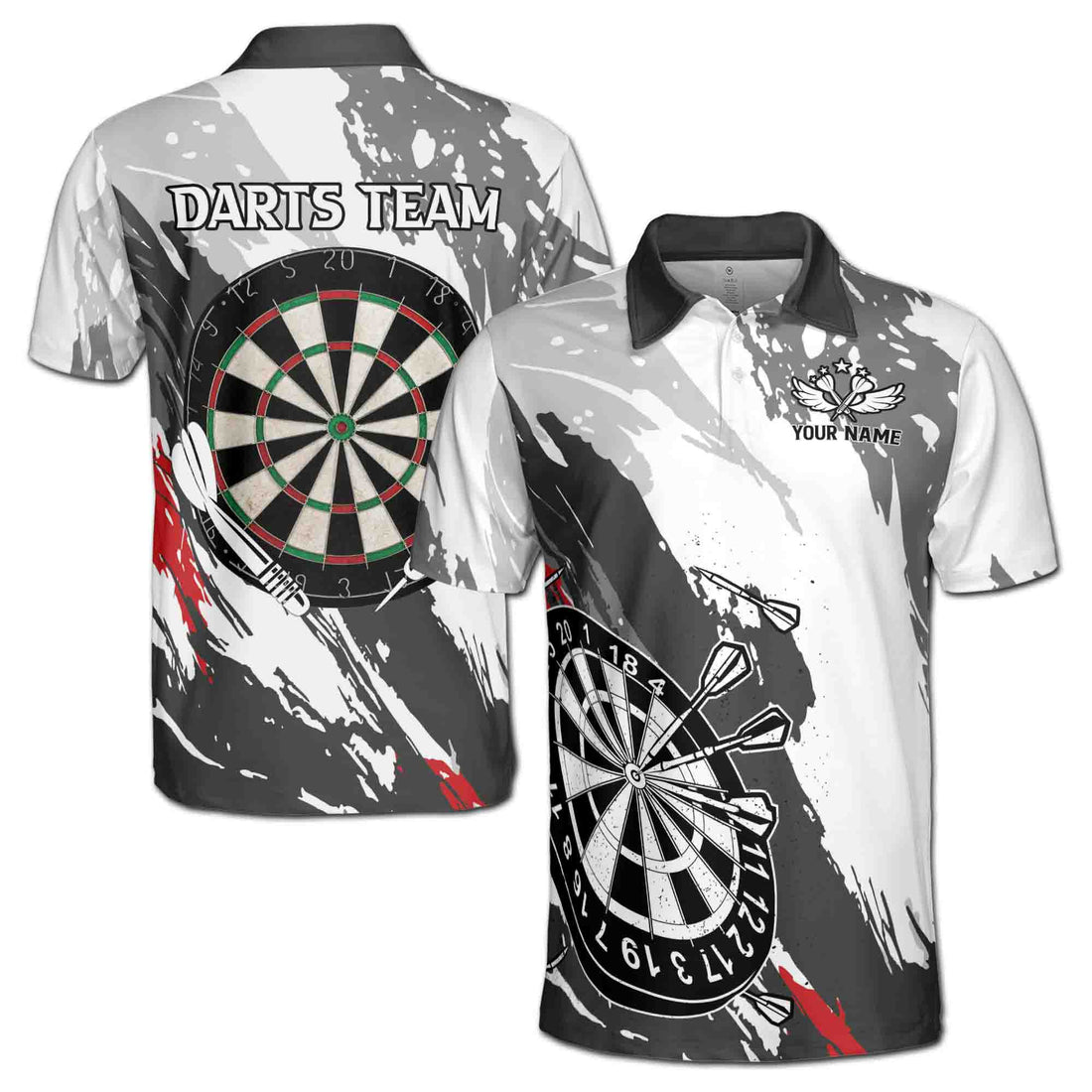 Personalized Darts Custom Darts Black and White Men's 3D Polo Shirt