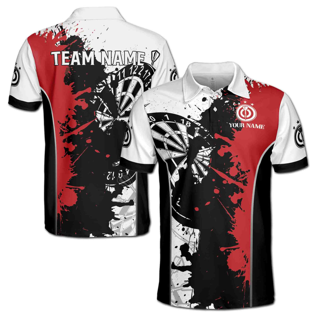 Personalized Red Black Spatter Dart Score Dart Men's Polo Shirt S-5XL