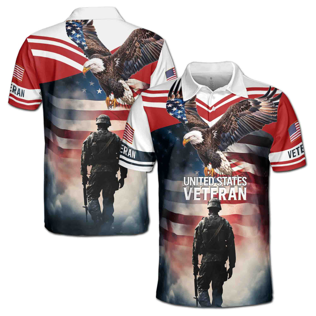 USA Veteran Patriotic America Eagle Men's Polo Shirt S-5XL