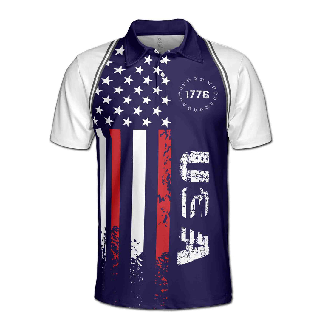 Patriotic USA America Flag 1776 Vintage National Pride Men's Polo Shirt S-5XL