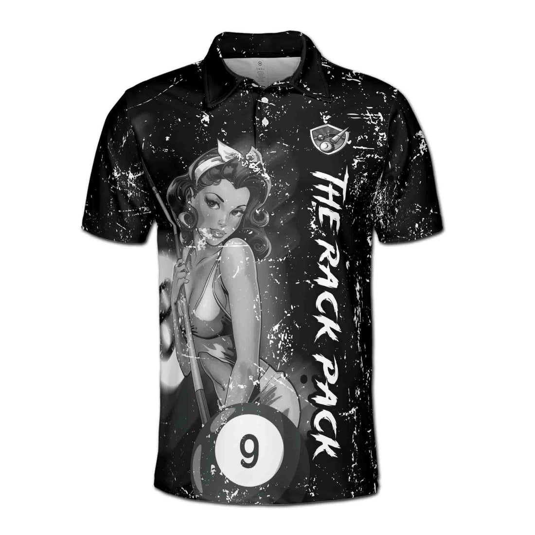 Customize Name Billiard Retro Girl Playing Pool Men's Polo Shirt S-5XL
