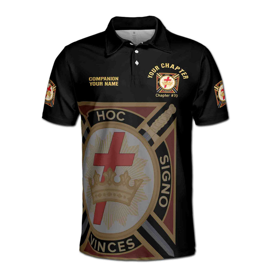 Customize Name Chapter Masonic Knights Templar Freemasonry Men's Polo Shirt S-5XL
