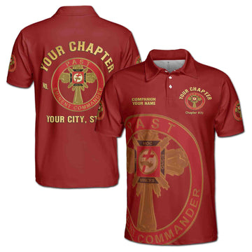 Customize Name Chapter Masonic Knights Templar Past Commander Men's Polo Shirt