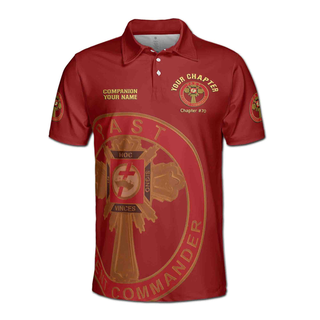 Customize Name Chapter Masonic Knights Templar Past Commander Men's Polo Shirt