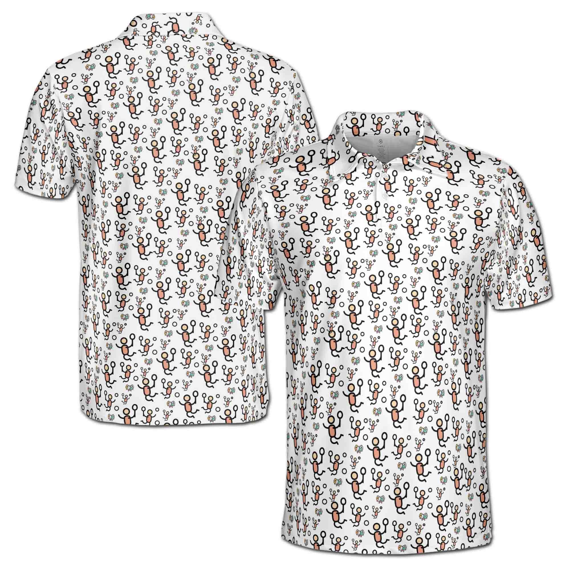 Funny Ping Pong Player Animation Men's Polo Shirt S-5XL