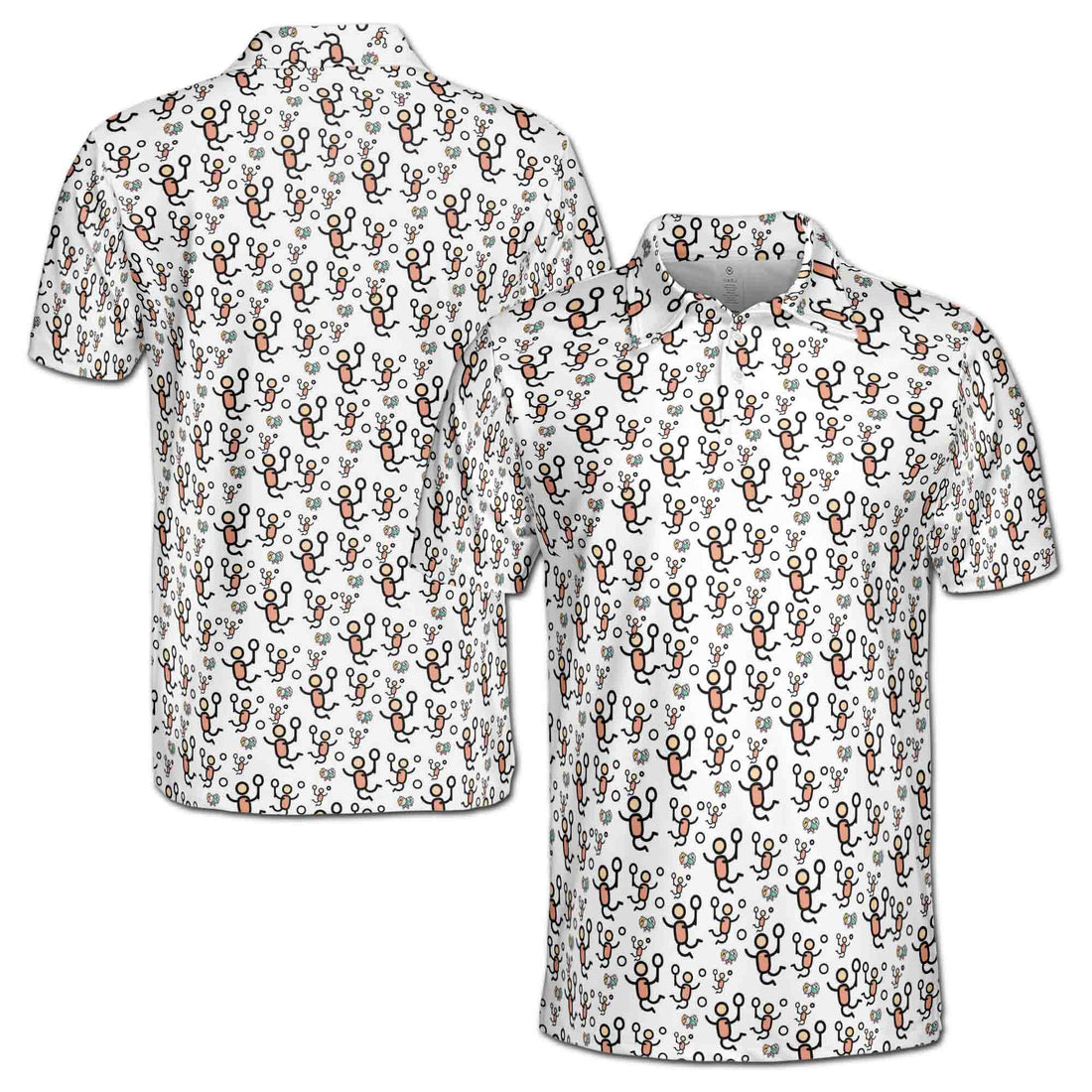 Funny Ping Pong Player Animation Men's Polo Shirt S-5XL
