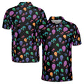 Funny Neon Alien and Palm Tree Tropical Golf Men's Polo Shirt S-5XL