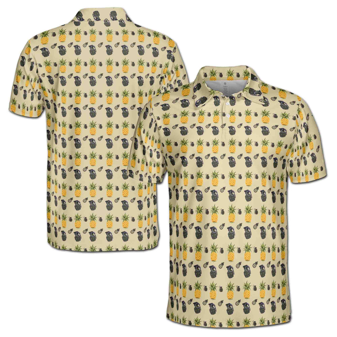 Funny Greenade and Pineapple Pattern Golf Men's Polo Shirt S-5XL